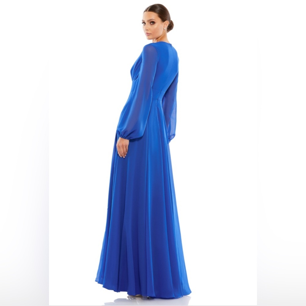 Ieena By Mac Duggal 55682 V‎ Neck, A Line, Bishop Sleeves, Cobalt Gown, size 20 - Picture 3 of 11